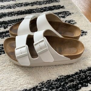 Birkenstock Papillio White Leather Platform Sandal